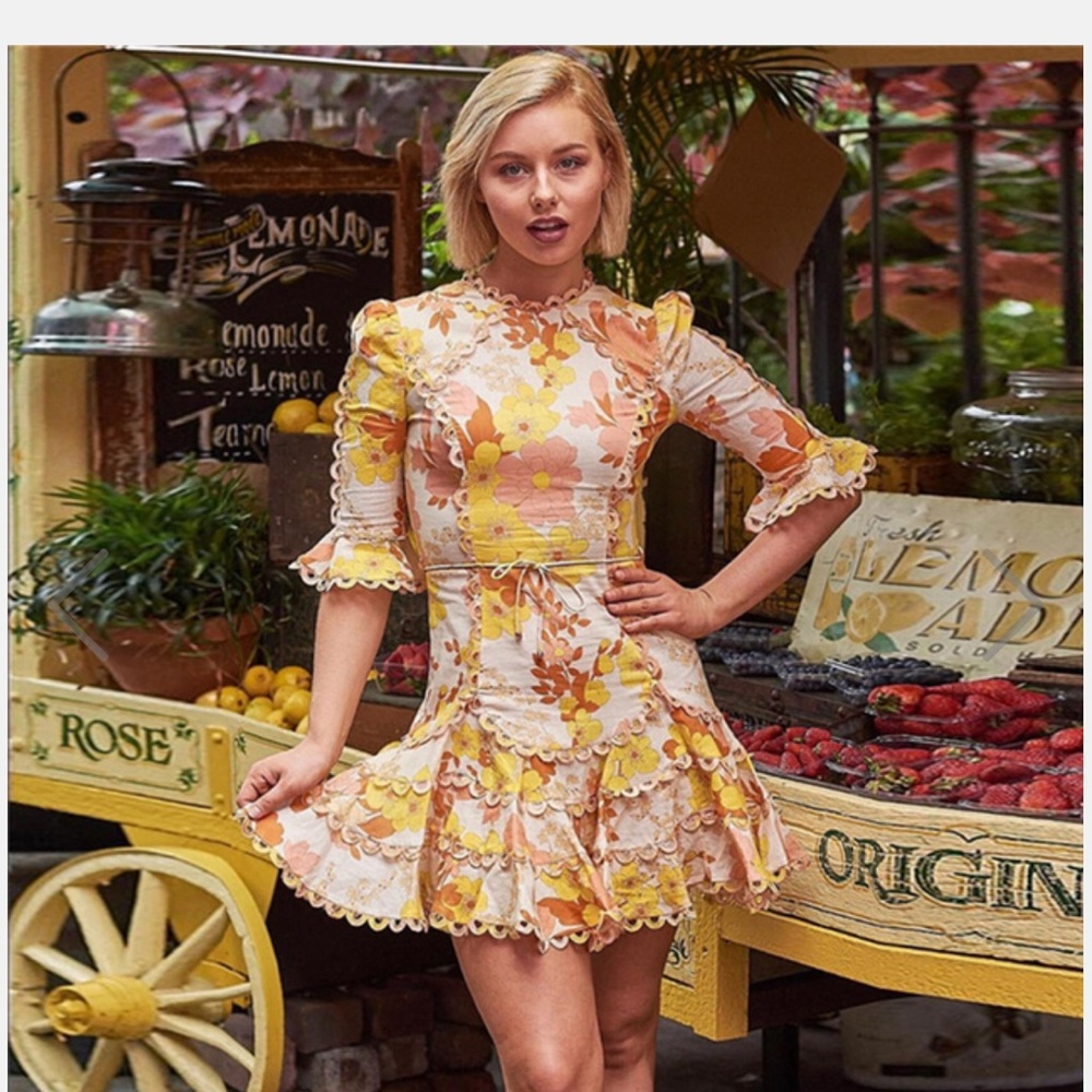 Floral Midi Dress with Ruffle Details